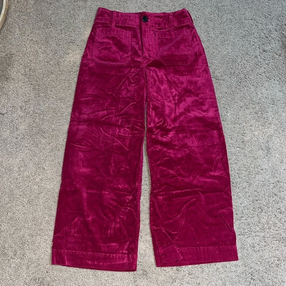 Anthropologie Maeve Colette Cropped Wide Leg Corduroy Pants Grape Purple 30 - Picture 2 of 7